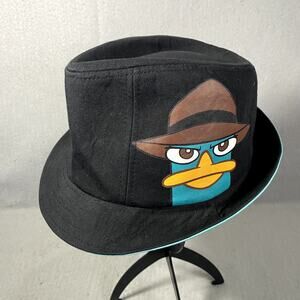 Disney Phineas & Ferb Perry The Platypus Agent P Black Blue Fedora Hat Cap